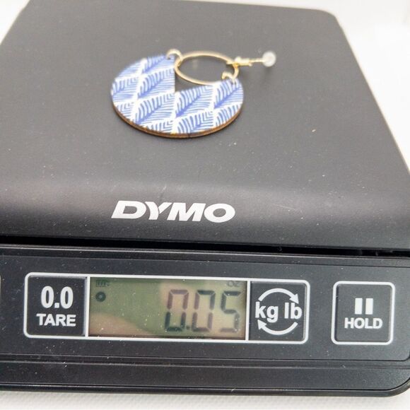 Blue and White Floral Botanical Printed Statement Earrings - Picture 11 of 12